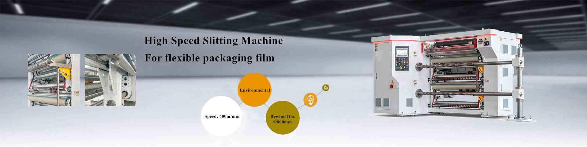 high speed slitting machine for flexible packaging film