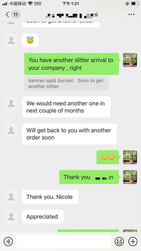Clients Feedback of TOP A SERIES High Speed Slitting Machine